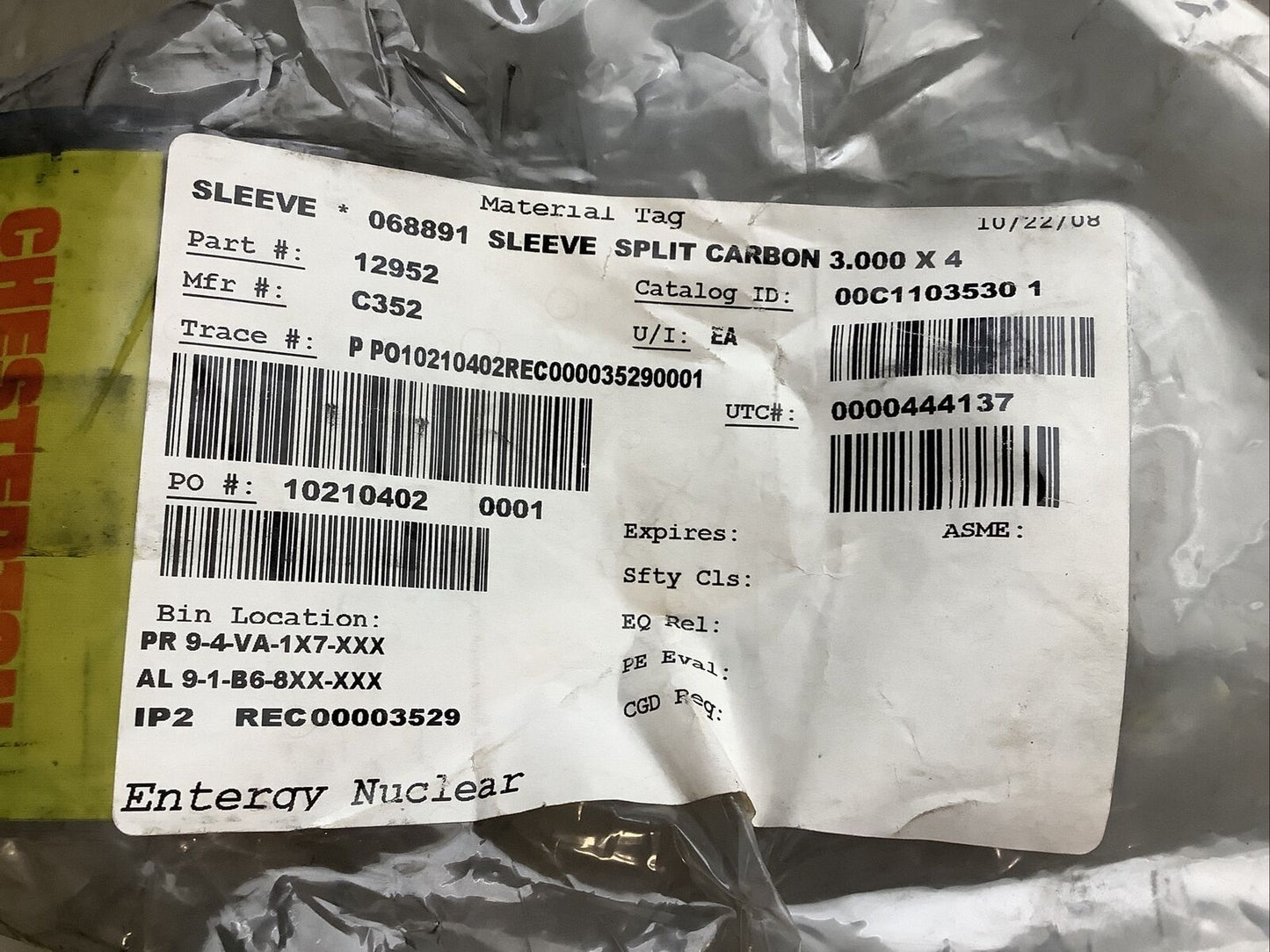 CHESTERTON 5100 SPLIT CARBON SLEEVE 3IN X 4IN 87YZ