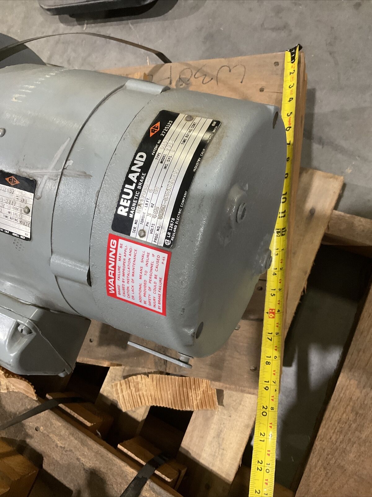 REULAND MAGNETIC BRAKE 0A0A 911781A-4 GEAR MOTOR TYPE J0RK-67 3 PH 2HP 3.3 A U3S