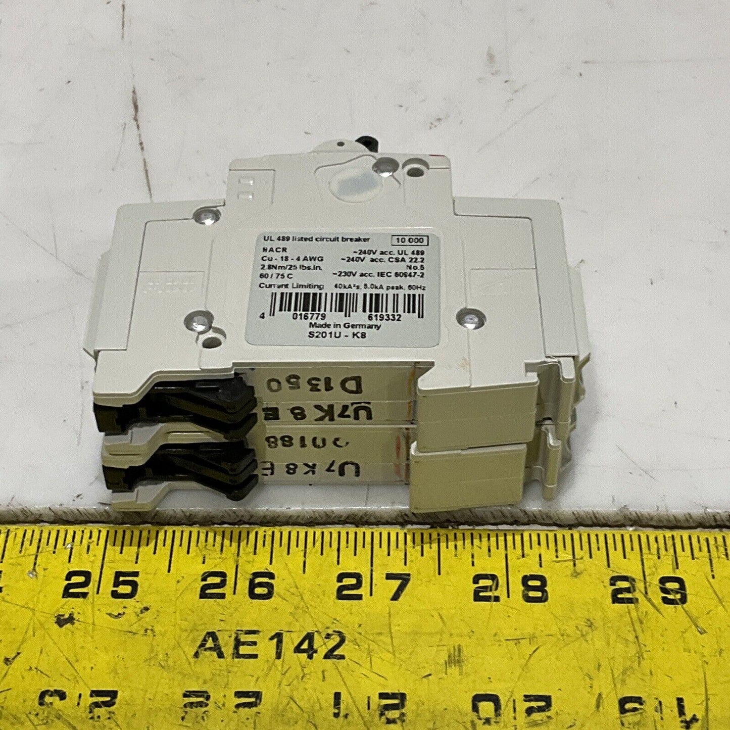 ABB S201U-K8 S 201 U K 8 A CIRCUIT BREAKER 240V 50/60HZ LOT OF 2 U3S