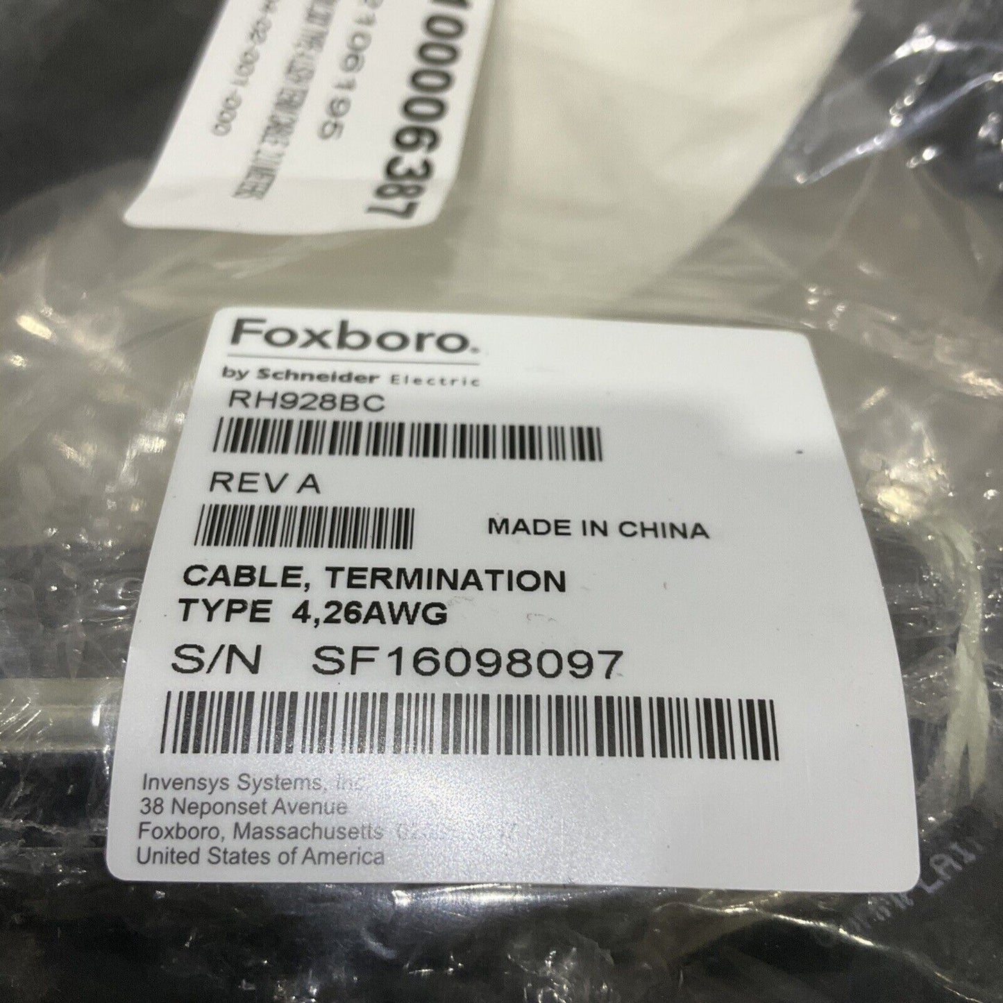 FOXBORO RH928BC TERMINATION CABLE TYPE 4 26 AWG 373