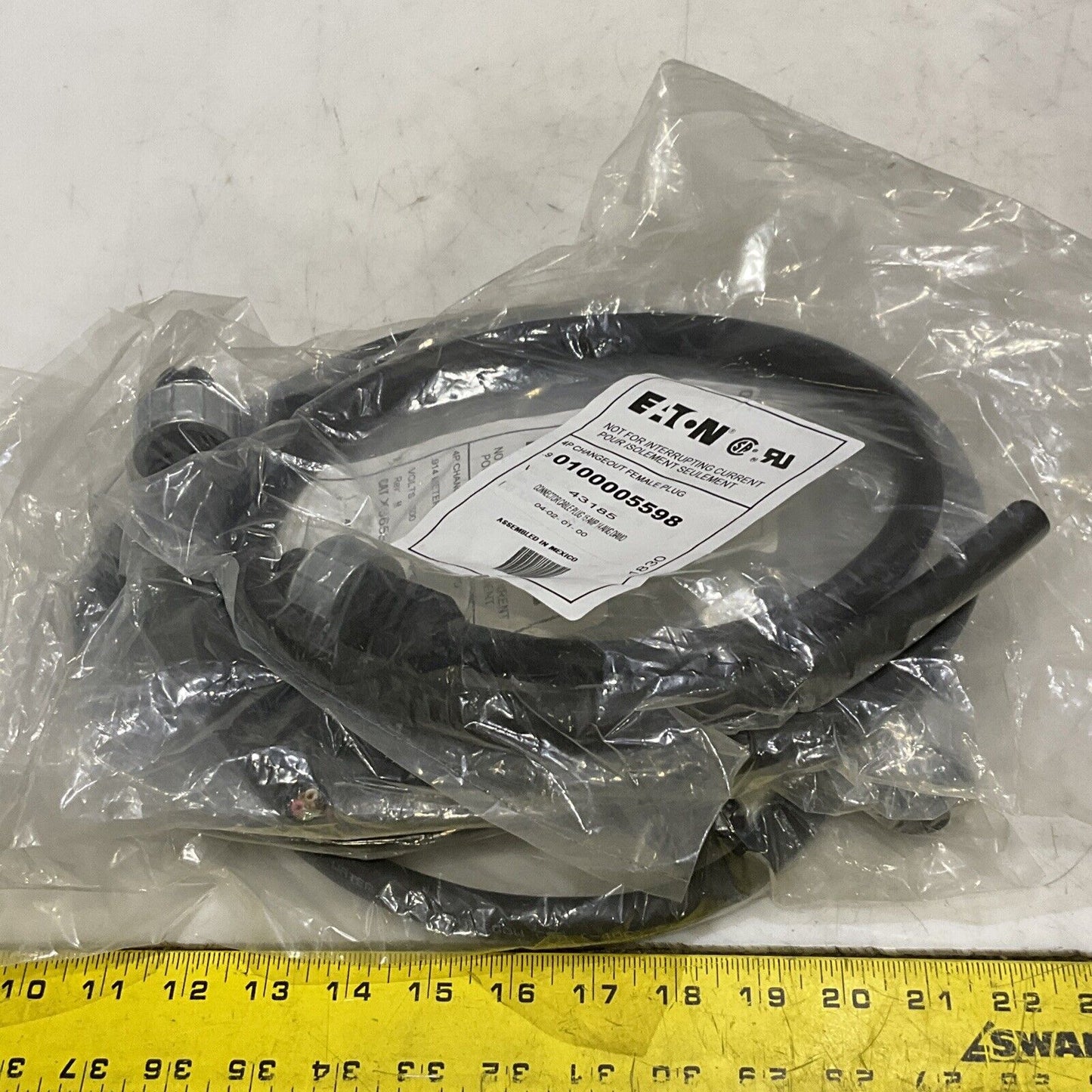 EATON X8653-567P 4P CHANGEOUT FEMALE PLUG 15AMP 600V REV M 3’ LOT OF 5 373