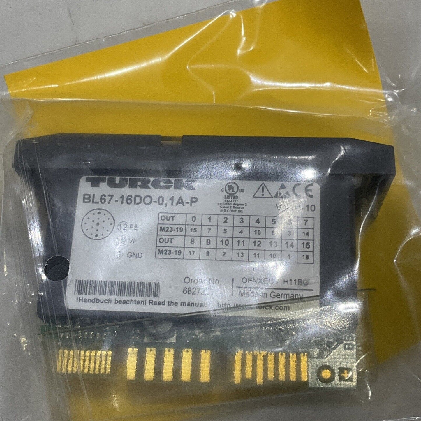 TURCK BL67-16DO-0.1A-PNR SYSTEM OUTPUT MODULE 16 DIGITAL OUTPUTS 24VDC LED U3S