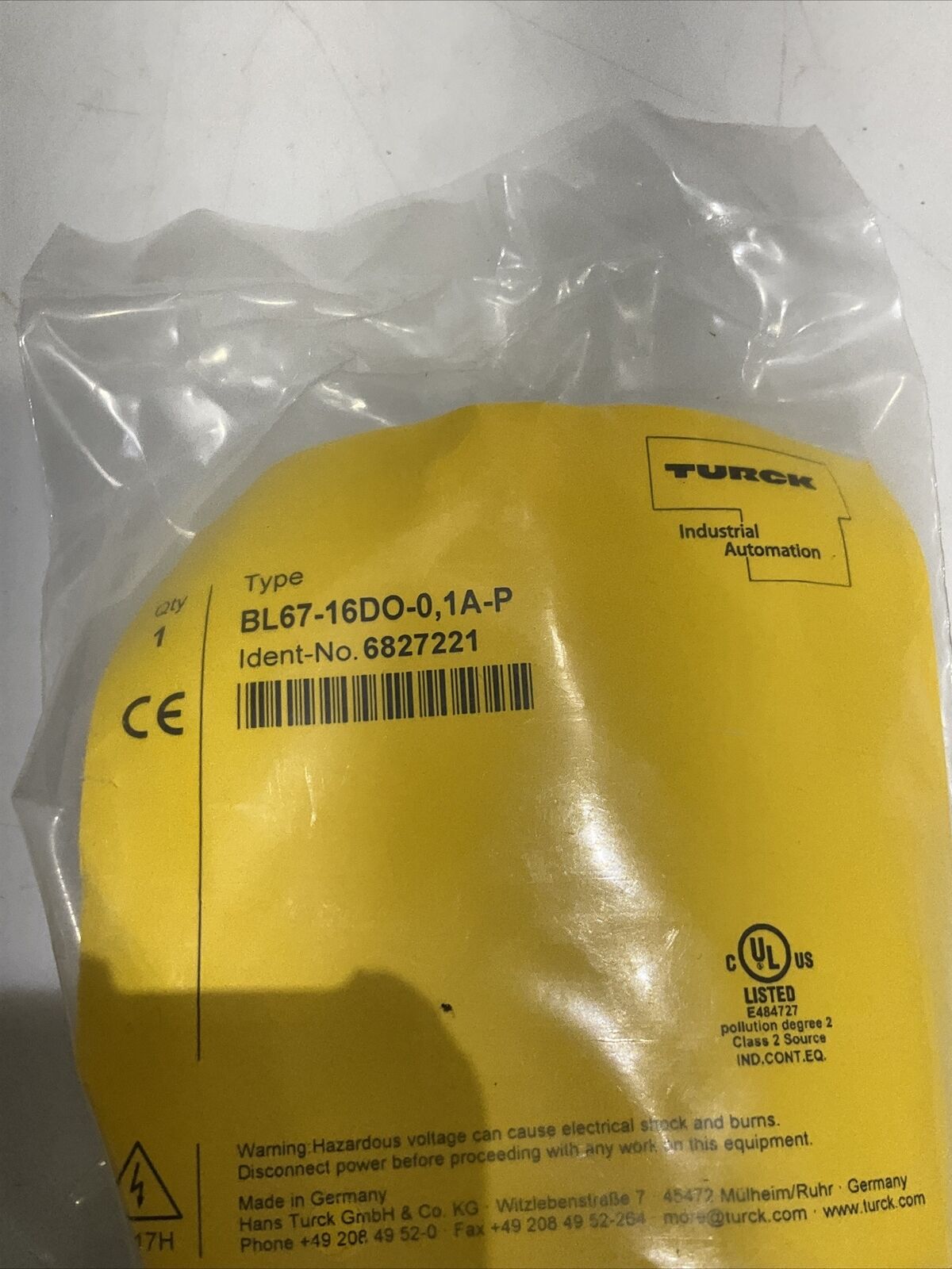 TURCK BL67-16DO-0.1A-PNR SYSTEM OUTPUT MODULE 16 DIGITAL OUTPUTS 24VDC LED U3S