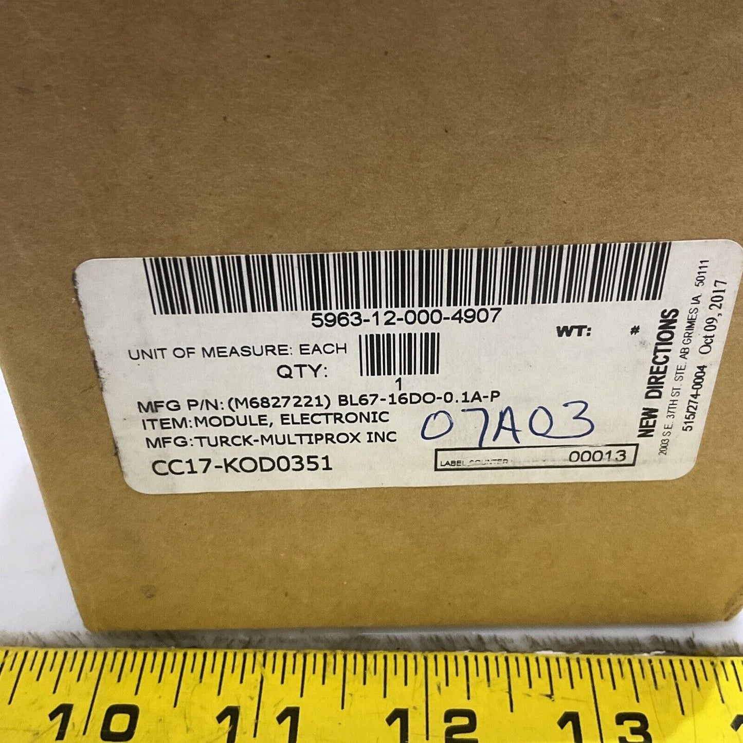 TURCK BL67-16DO-0.1A-PNR SYSTEM OUTPUT MODULE 16 DIGITAL OUTPUTS 24VDC LED U3S