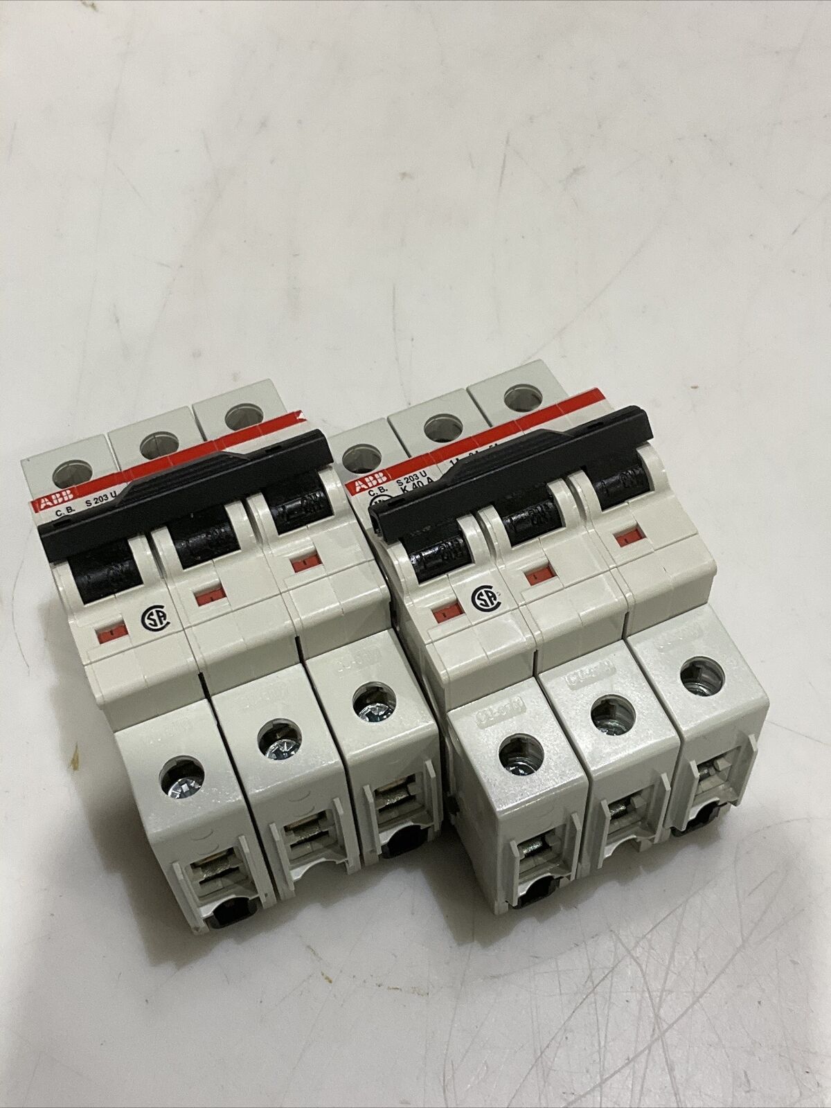 ABB S203U-K40 A CIRCUIT BREAKER 40A 240VAC 3P K TRIP LOT OF 2 U3S