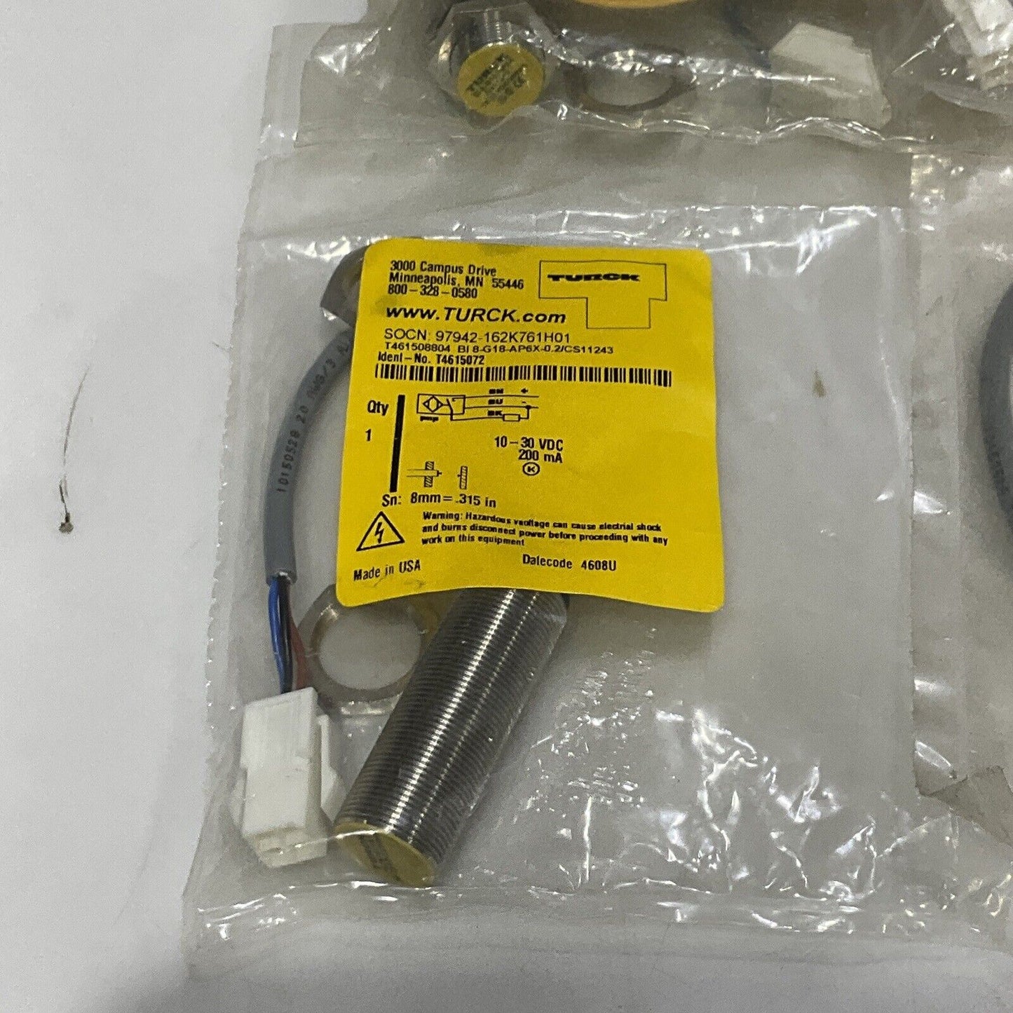 TURCK BI8-G18-AP6X-0.2/CS11243 INDUCTIVE PROXIMITY SENSOR LOT OF 4 U3S