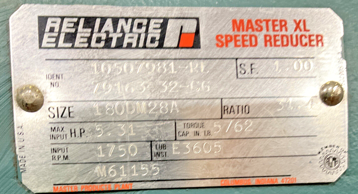 RELIANCE ELECTRIC 10507981-RL 79163-32-CG MASTER XL SPEED REDUCER U3S
