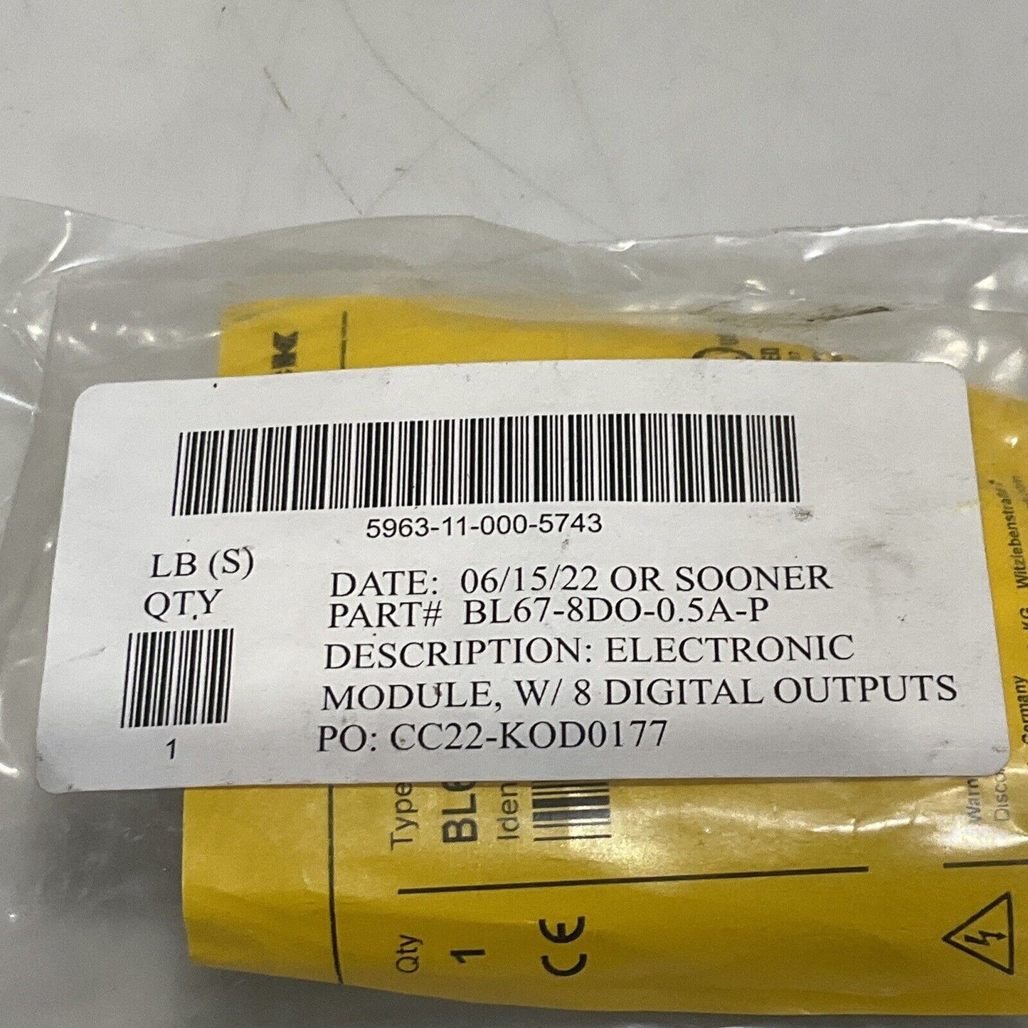 TURCK BL67-8DO-0.5A-P ELECTRONIC MODULE 8 DIGITAL OUTPUTS U3S