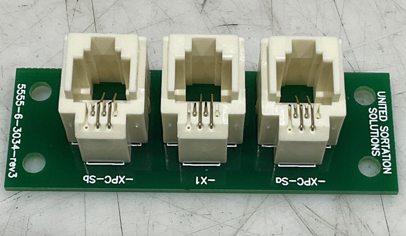 UNITED SORTATION SOLUTIONS 5555-6-3034 REV 3 RJ-11 3 PORT CIRCUIT BOARD U3S
