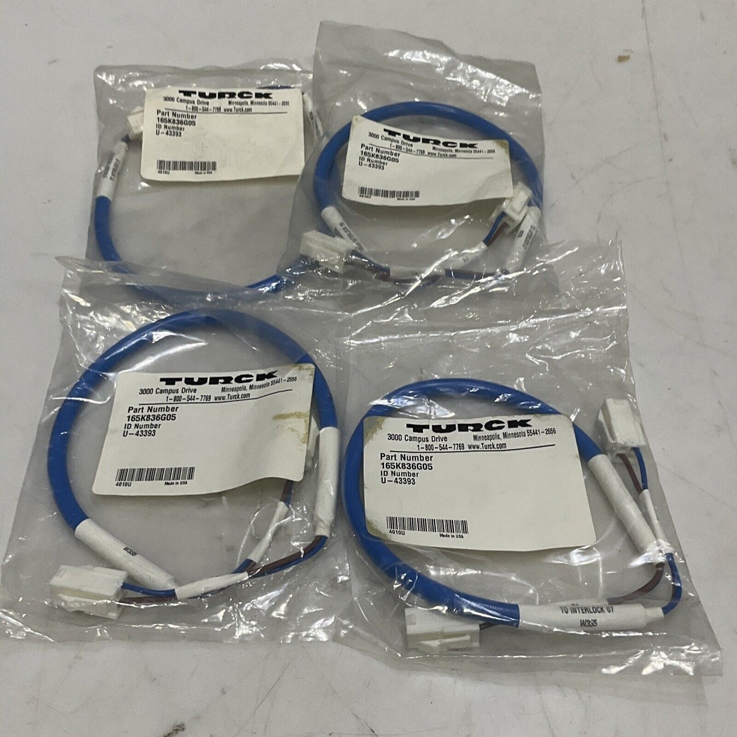 TURCK U-43393 165K836G05 CABLE ASSEMBLY LOT OF 4 U3S