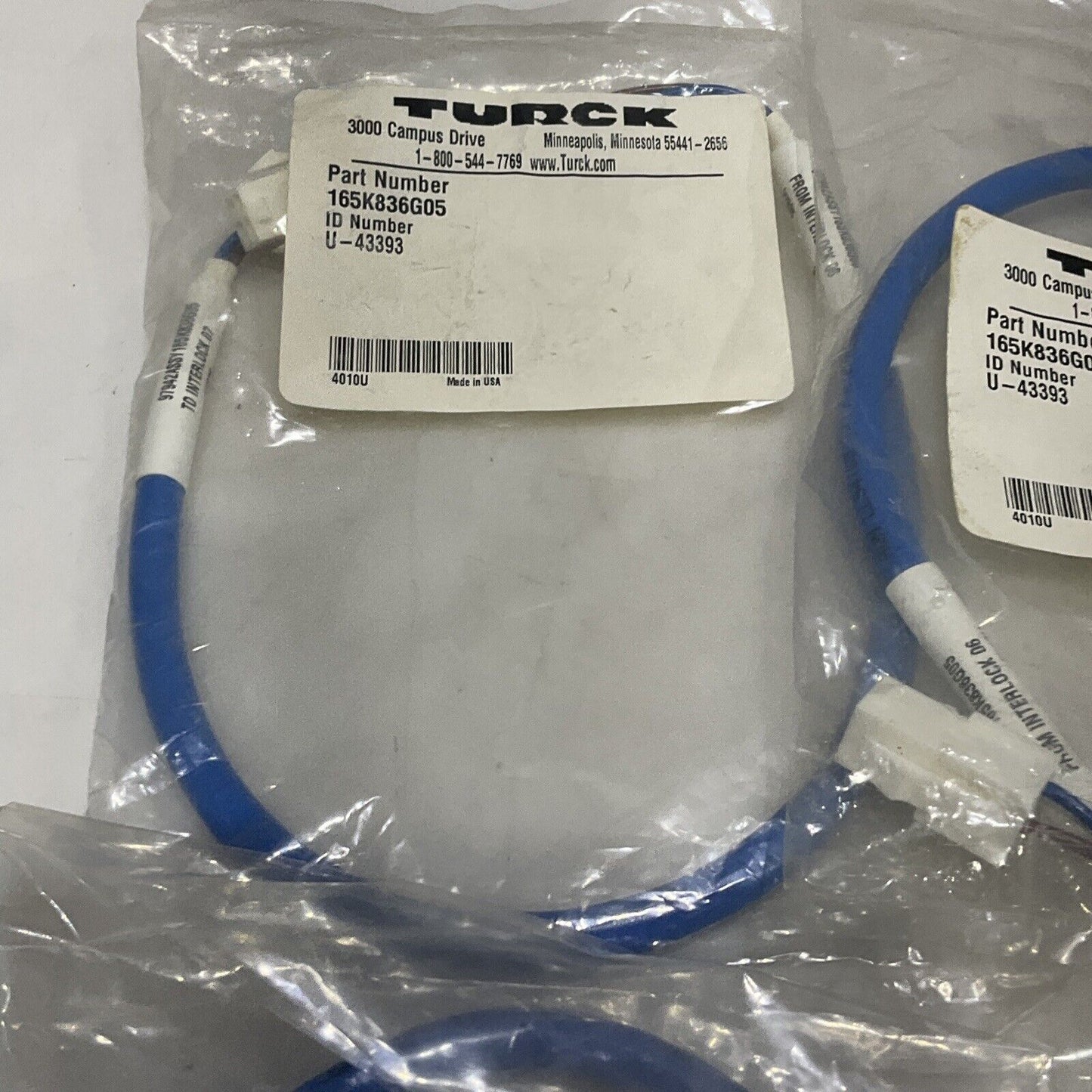 TURCK U-43393 165K836G05 CABLE ASSEMBLY LOT OF 4 U3S
