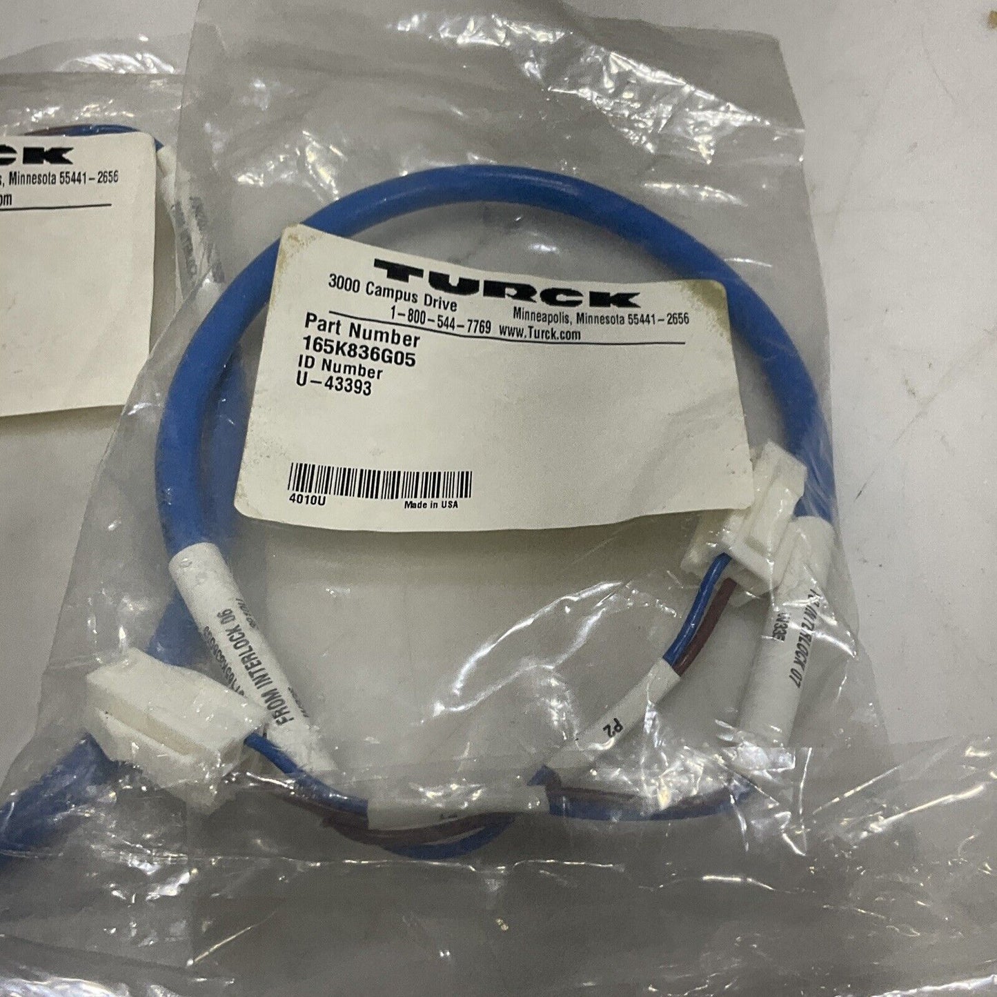 TURCK U-43393 165K836G05 CABLE ASSEMBLY LOT OF 4 U3S