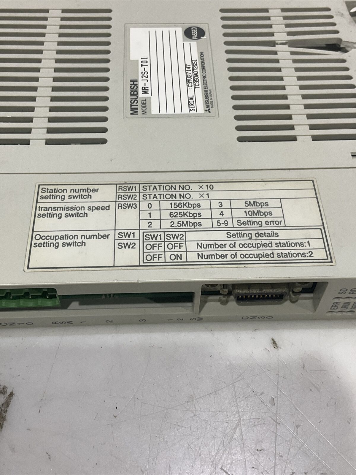 MITSUBISHI MR-J2S-T01 SERVO INTERFACE DRIVER CC-LINK I/O MODULE U3S
