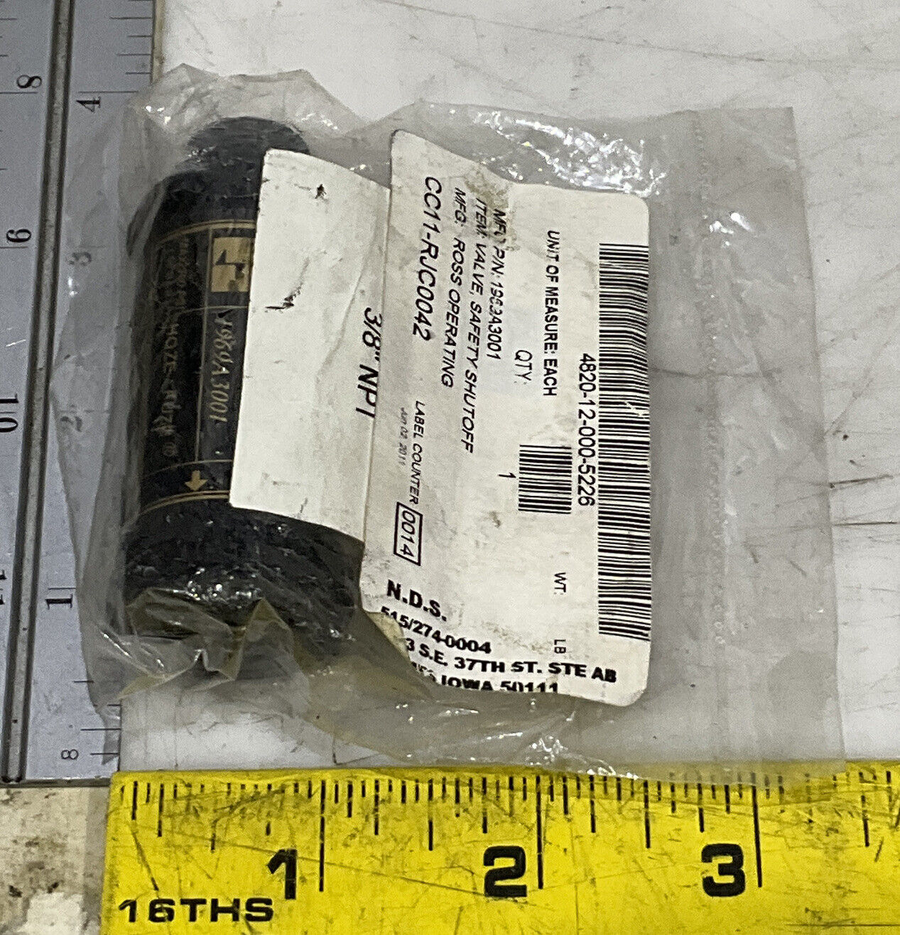 ROSS 1969A3001 PNEUMATIC SAFETY SHUTOFF VALVE U3S