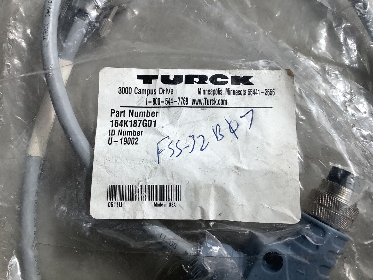 TURCK 164K187G01 U2-19002 CABLE ASSEMBLY U3S