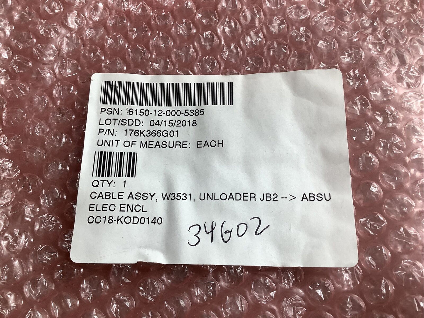 TURCK 176K366G01 CABLE ASSEMBLY U3S