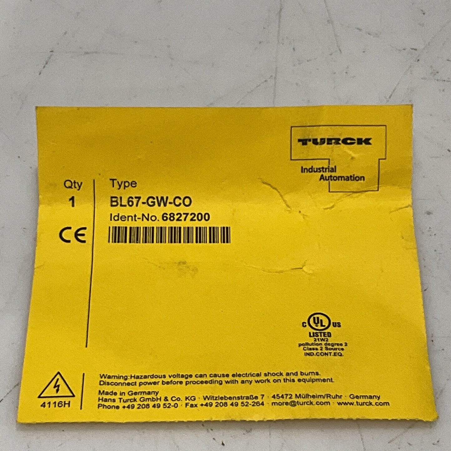 TURCK BL67-GW-CO I/O GATWAY U3S