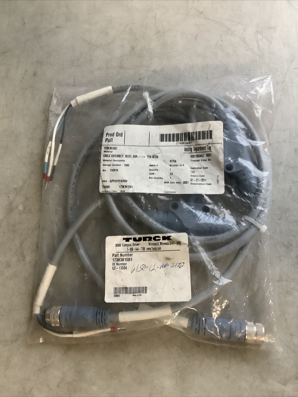 TURCK 173K381G01 U2-13504 CABLE ASSEMBLY U3S