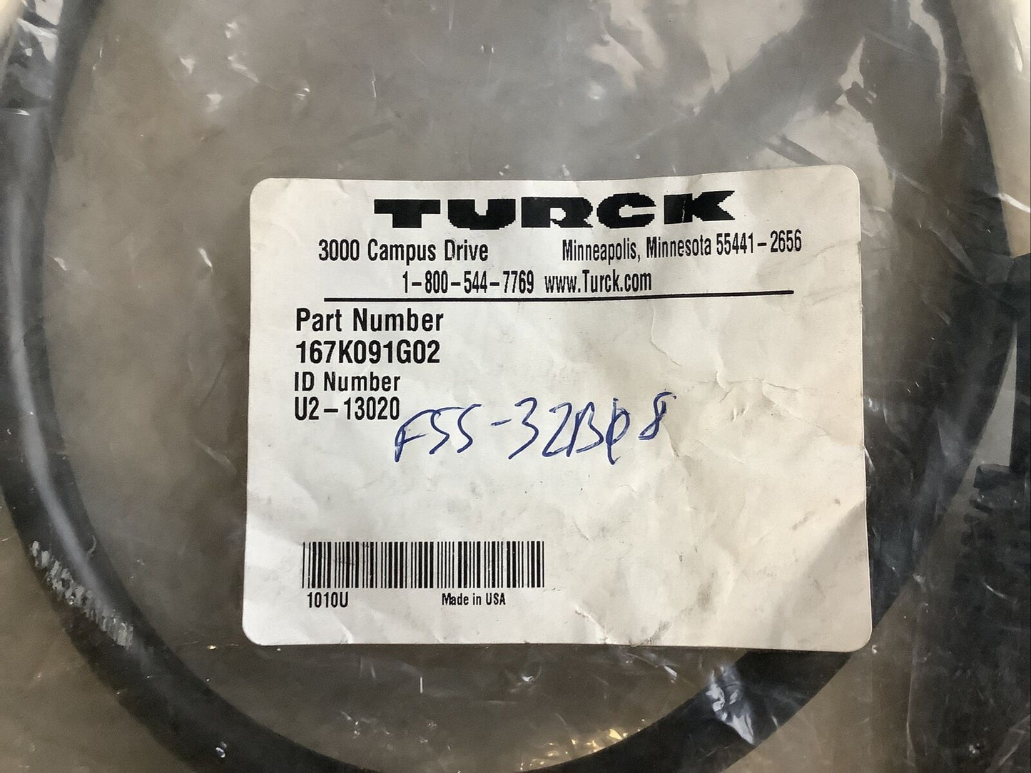 TURCK 167K091G02 U2-13020 CABLE ASSEMBLY U3S - LOT OF 2