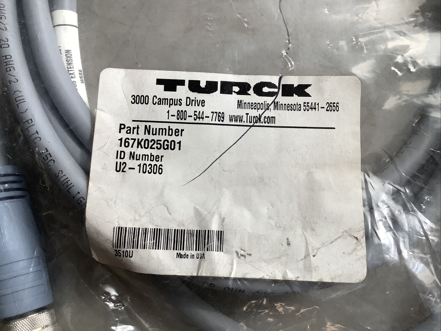 TURCK 167K025G01 U2-10306 CABLE ASSEMBLY U3S