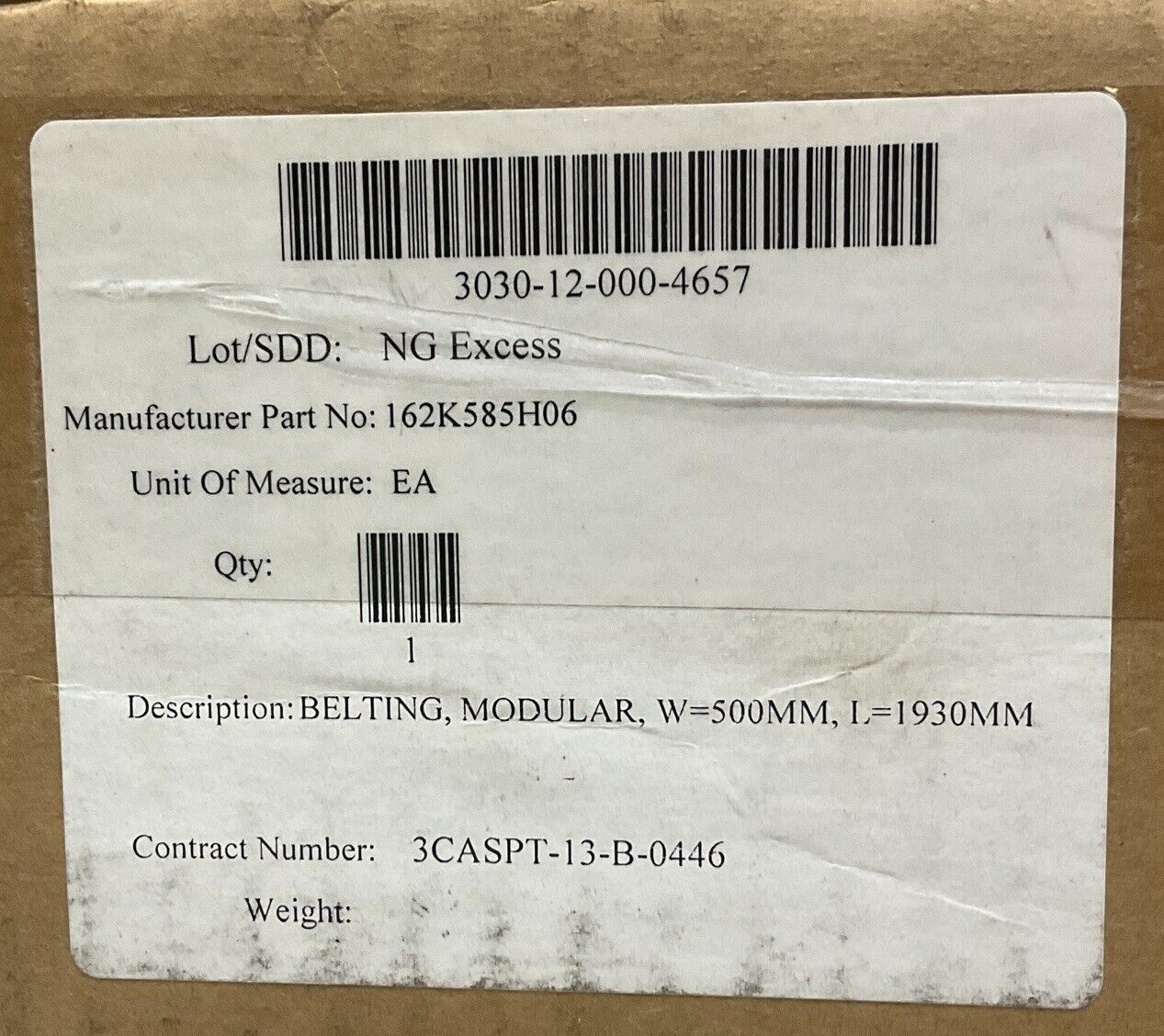 HABASIT AMERICA M1220 MODULAR BELTING 18 IN X 53 IN U3S
