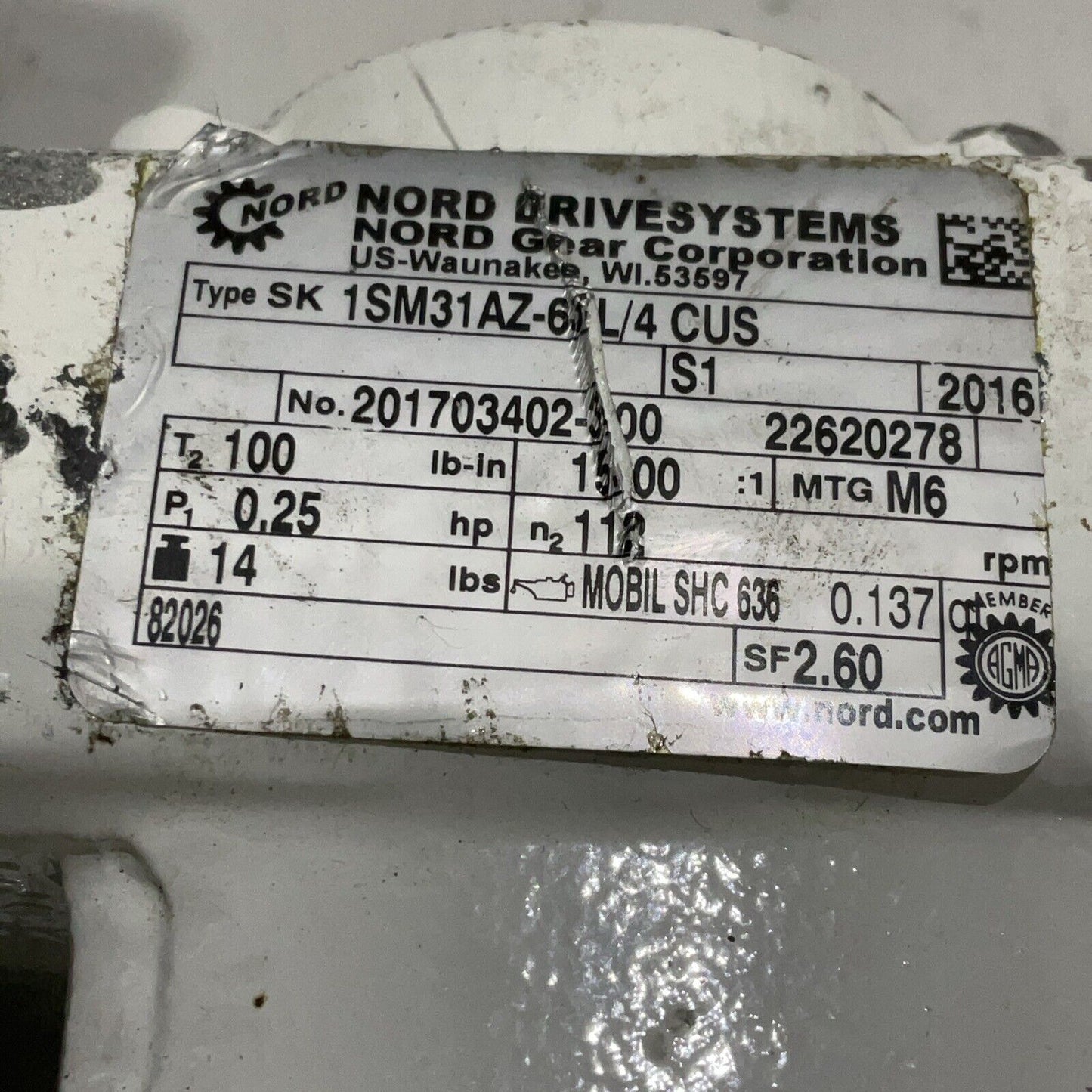 NORD 1SM31AZ-63L/4 CUS SK 63L/4 CUS GEAR MOTOR U4M