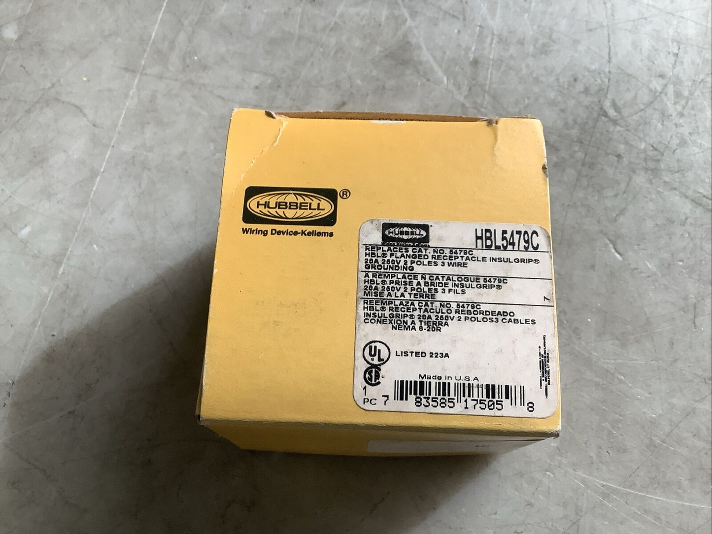 HUBBELL HBL5479C FLANGED RECEPTACLE 20A 250V 2P 3W 554