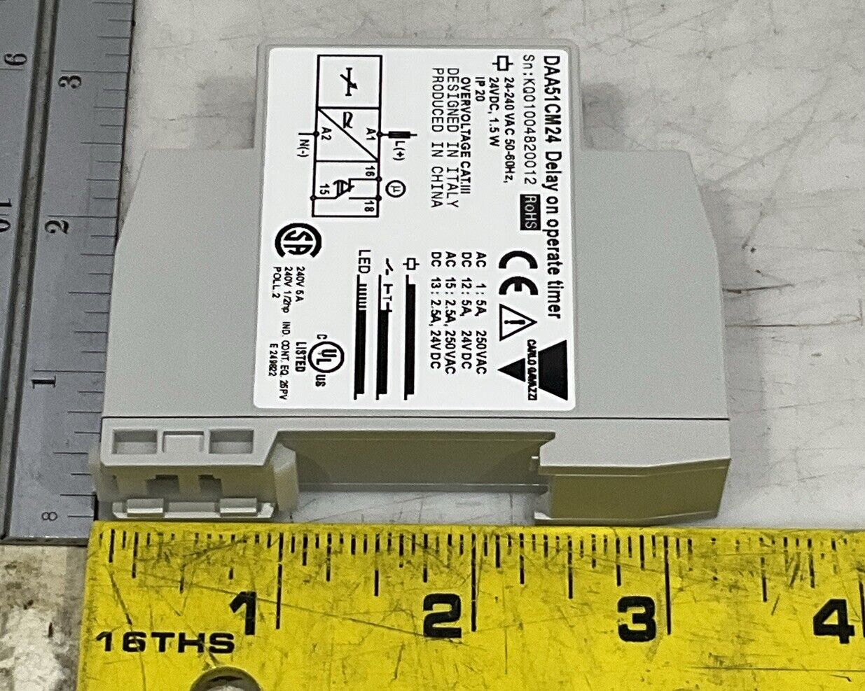 CARLO GALAZZI DAA51CM24 DELAY ON OPERATE TIMER 24-240 VDC 1.5 W 50-60 HZ U3S