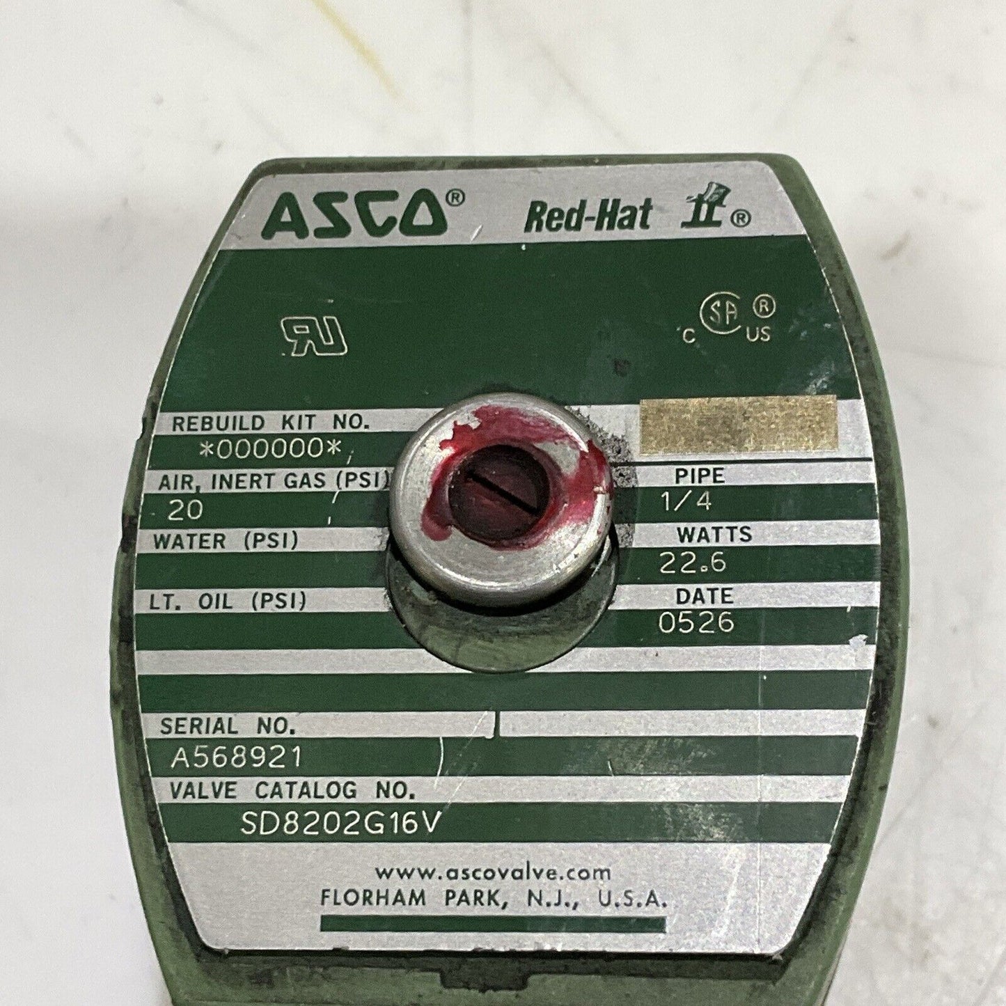 ASCO SD8202G16V SOLENOID VALVE 1/4 22.5 W