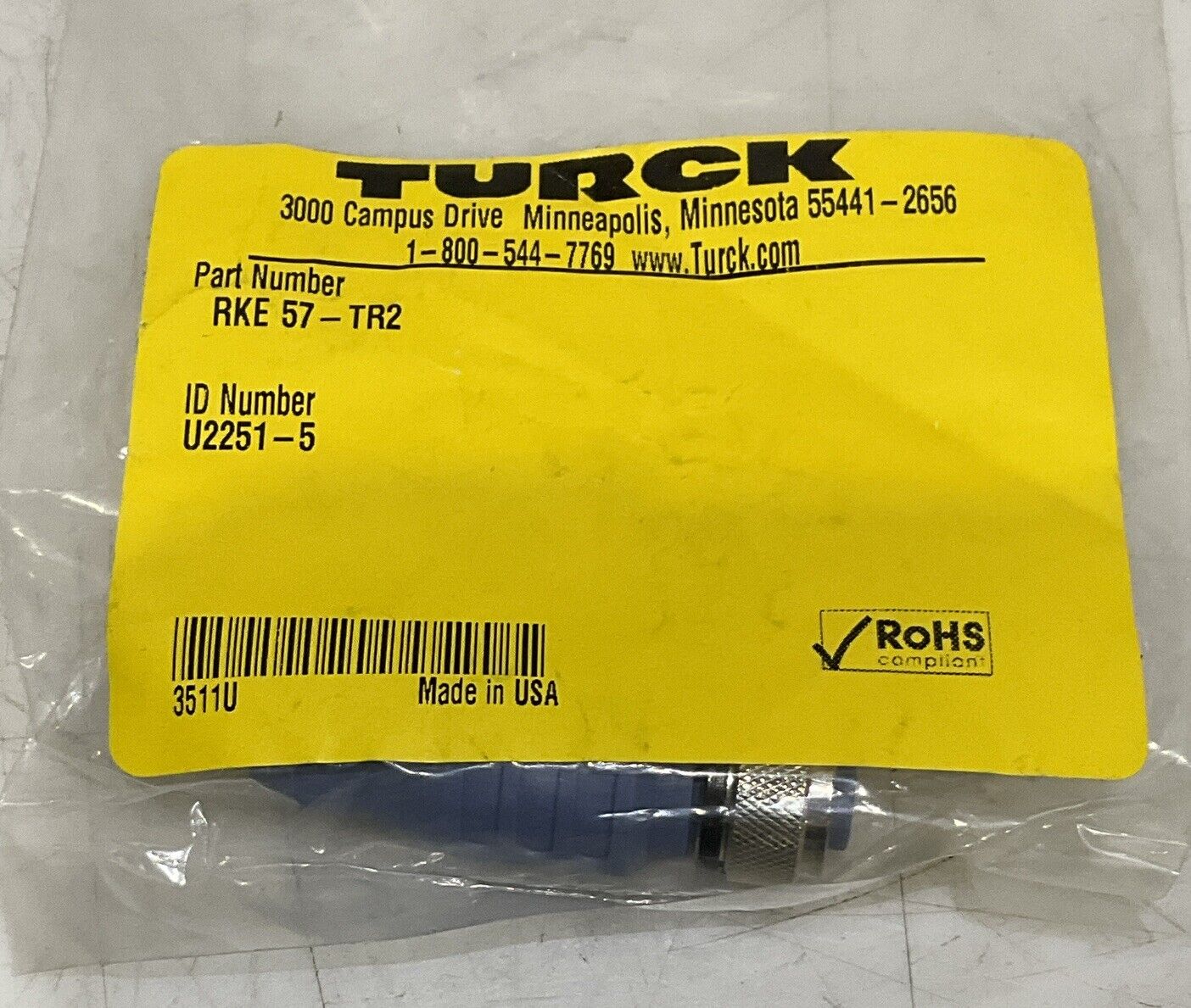 TURCK RKE 57-TR2 U2251-5 STRAIGHT FEMALE LARGE PLUG BODY LOT OF 3 U3S