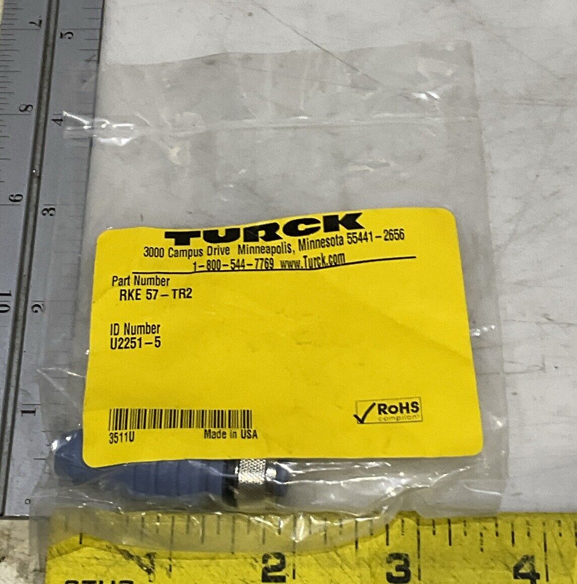 TURCK RKE 57-TR2 U2251-5 STRAIGHT FEMALE LARGE PLUG BODY LOT OF 3 U3S
