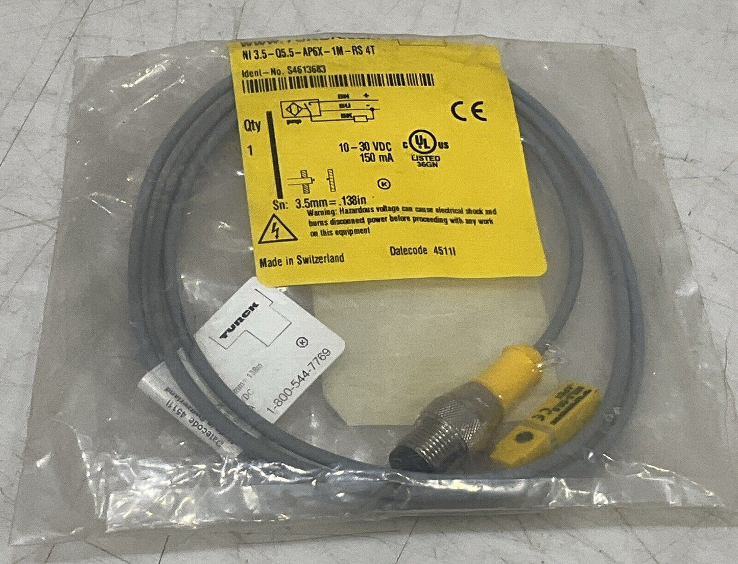 TURCK N13.5-Q5.5 AP6X-1M-RS 4T INDUCTIVE SENSOR U3S