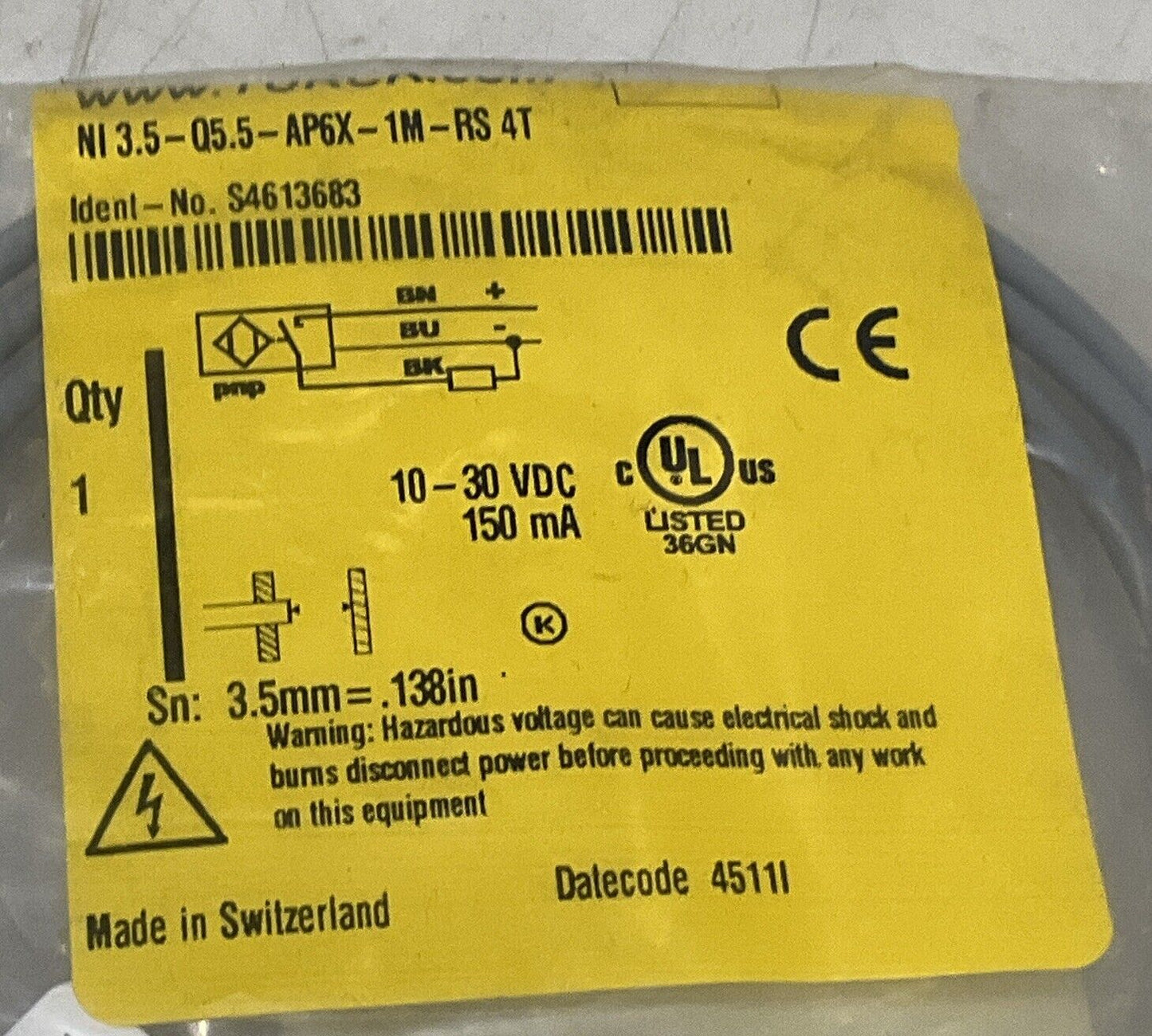 TURCK N13.5-Q5.5 AP6X-1M-RS 4T INDUCTIVE SENSOR U3S