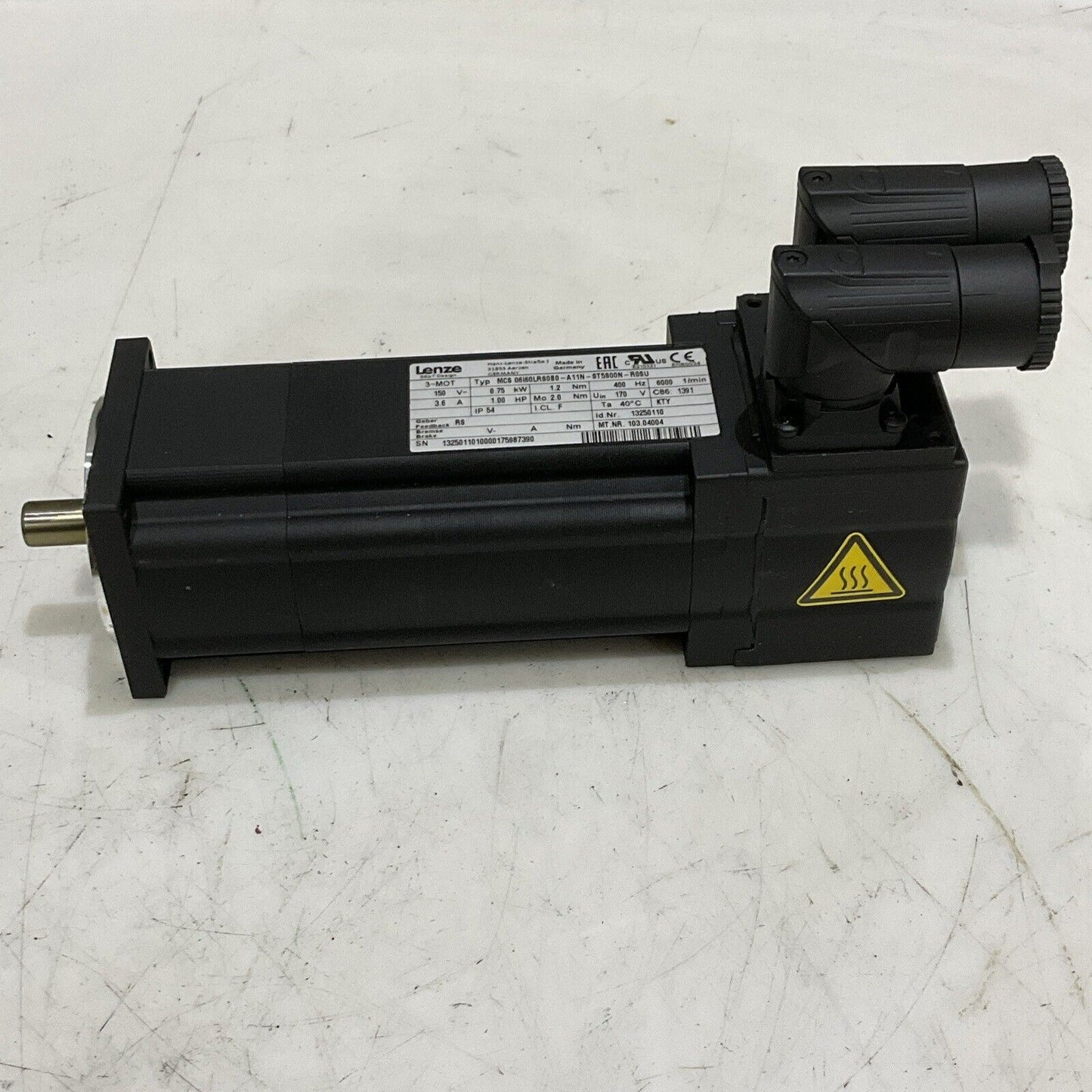 LENZE MCS 06160LRS0B0-A11N-ST5S00N-R0SU SERVO MOTOR 150/170V 1.00 HP 400HZ U3S
