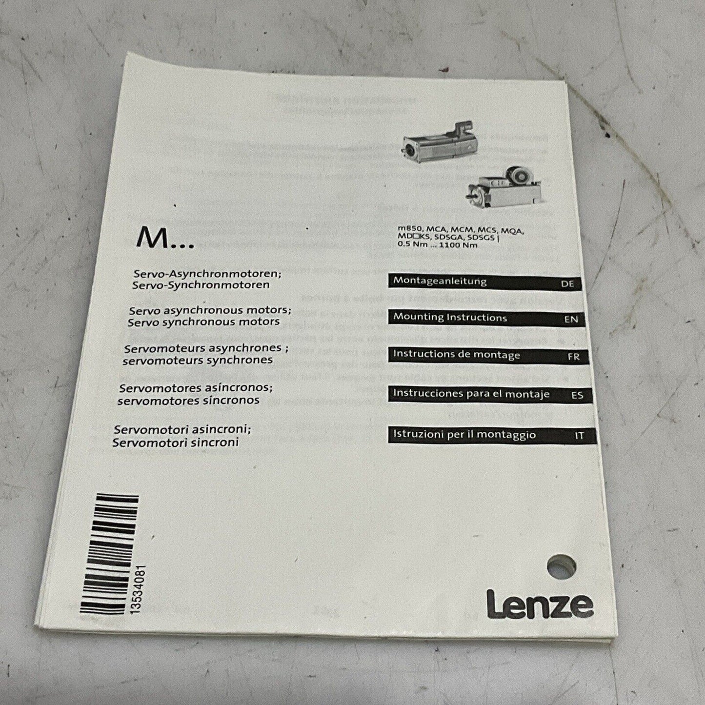 LENZE MCS 06160LRS0B0-A11N-ST5S00N-R0SU SERVO MOTOR 150/170V 1.00 HP 400HZ U3S