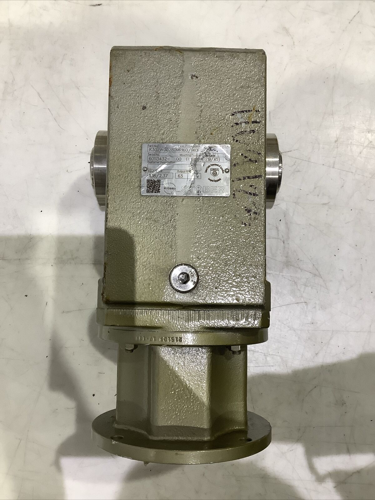STOBER K302WG0280MR160/140F GEARBOX 63RPM U4M