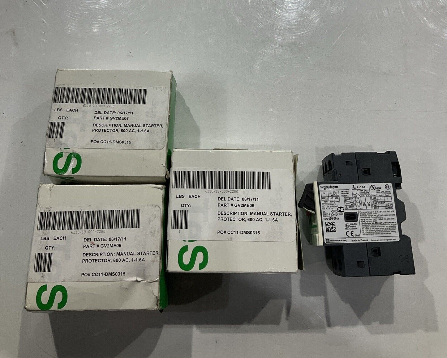 SCHNEIDER ELECTRIC GV2ME06 MANUAL STARTER 690V LOT OF 3 U3S