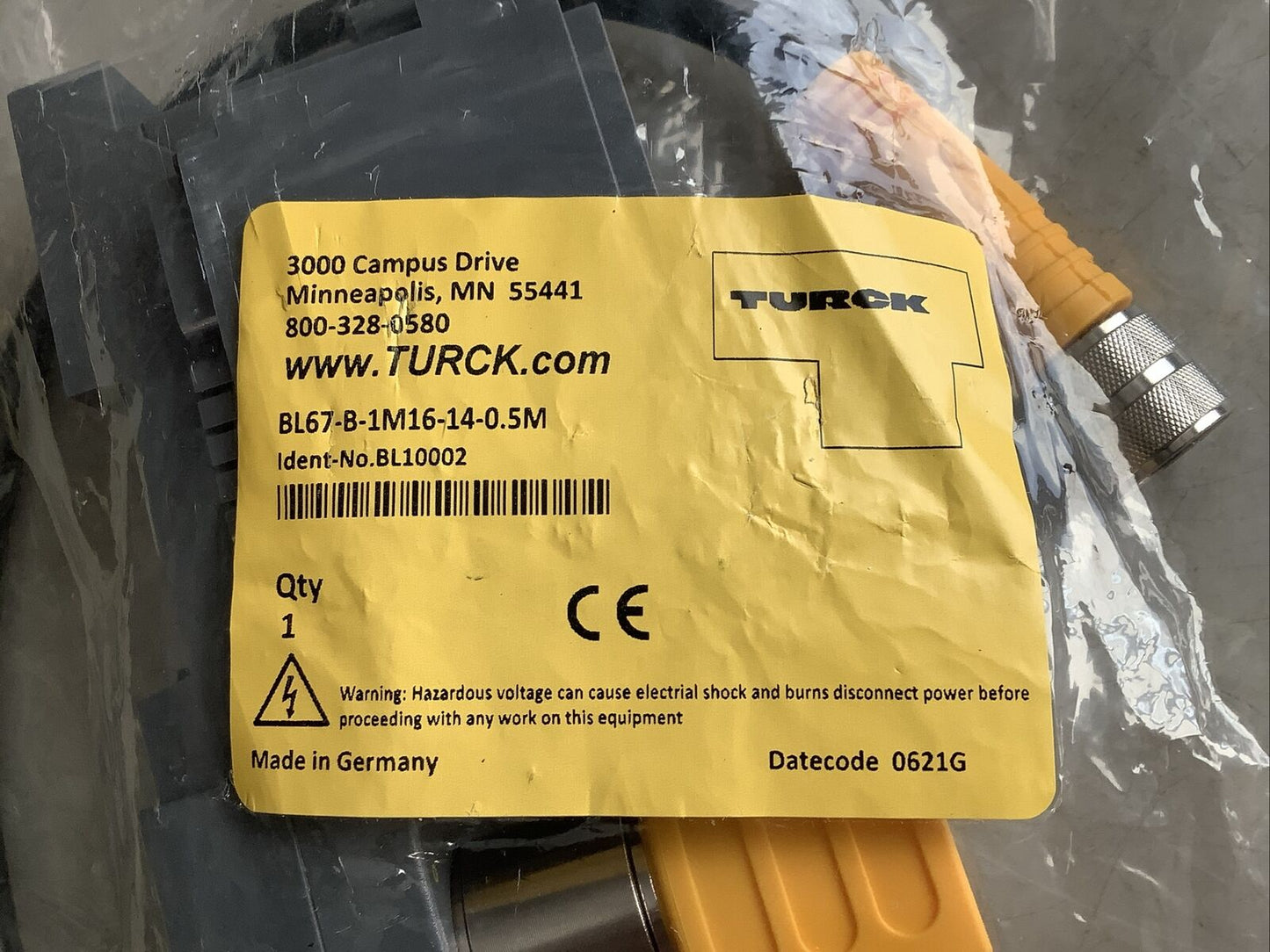 TURCK BL67-B-1M16-14-0.5M BASE MODULE CABLE ASSEMBLY U3S