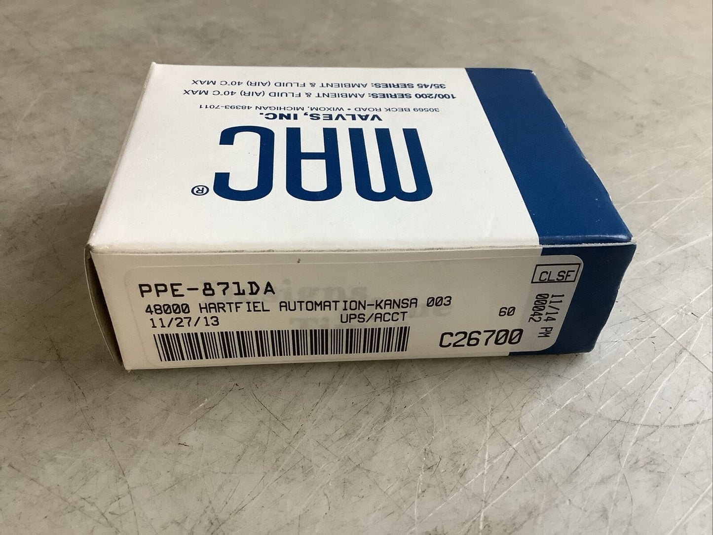 MAC PPE-871DA PPE-871DAAA SOLENOID VALVE U3S