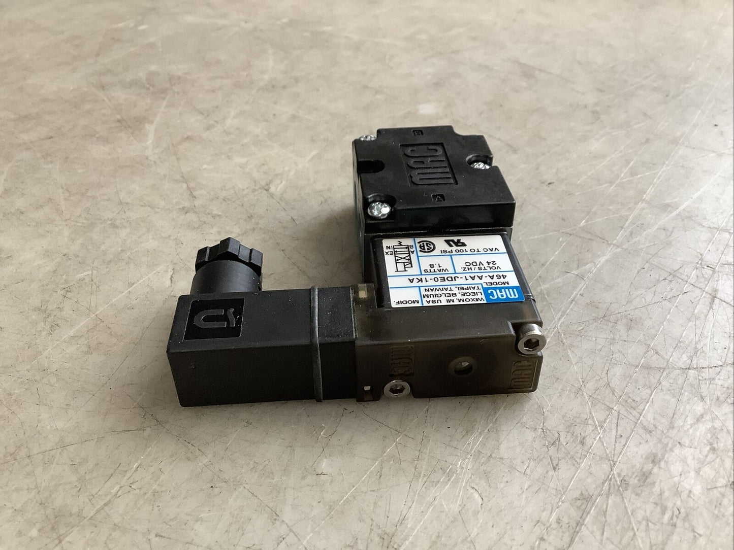 MAC 46A-AA1-JDE0-1KA PNEUMATIC SOLENOID VALVE 24 VDC 1.8 W U3S