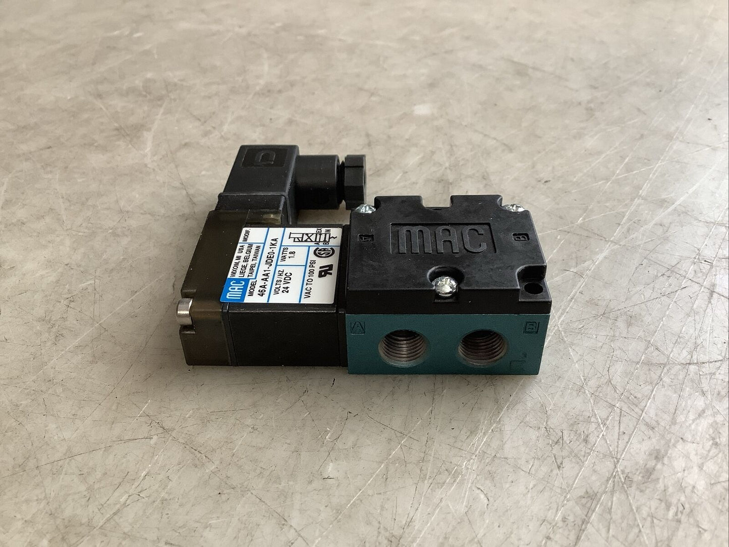 MAC 46A-AA1-JDE0-1KA PNEUMATIC SOLENOID VALVE 24 VDC 1.8 W U3S