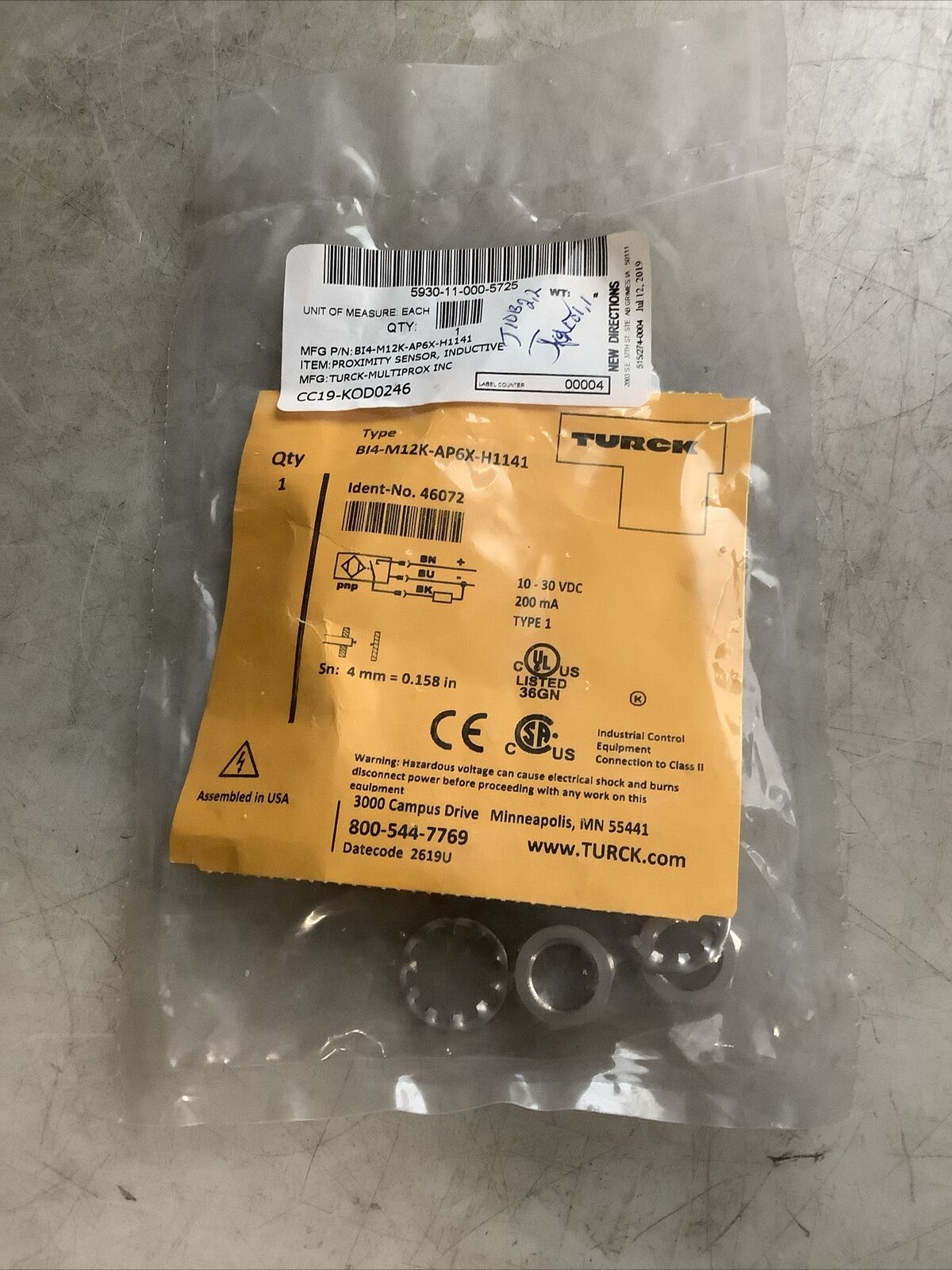 TURCK BI4-M12K-AP6X-H1141 46072 INDUCTIVE PROXIMITY SENSOR U3S