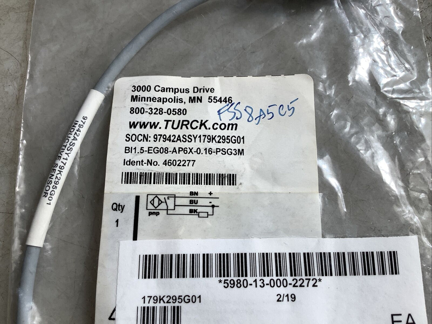 TURCK BI1.5-EG08-AP6X-0.16-PSG3M 4602277 INDUCTIVE SENSOR U3S