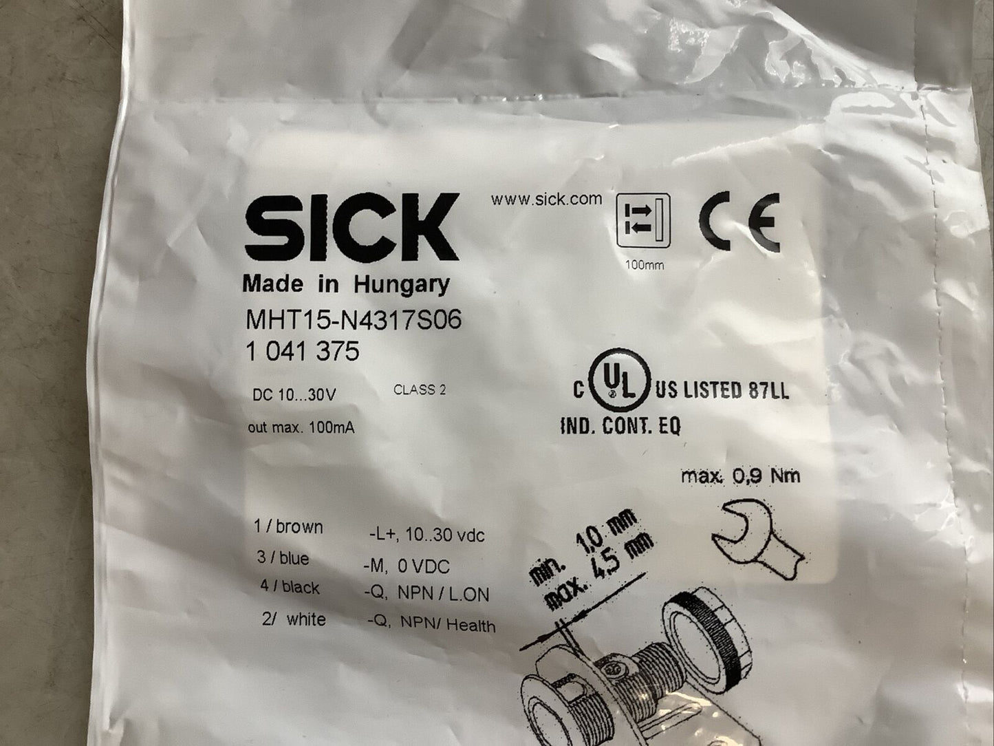 SICK MHT15-N4317S06 1041375 PHOTOELECTRIC PROXIMITY SENSOR U3S