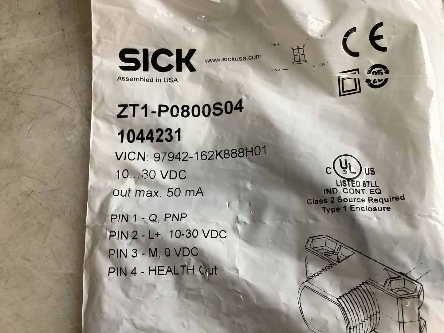 SICK ZT1-P0800S04 1044231 PHOTOELECTRIC INFRADED SENSOR U3S