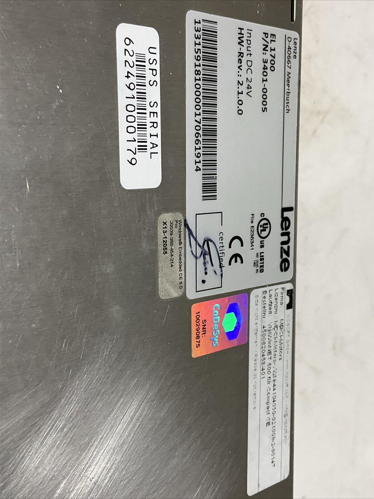 LENZE 3401-0005 OPERATOR INTERFACE TOUCHSCREEN EL 1700 U3S