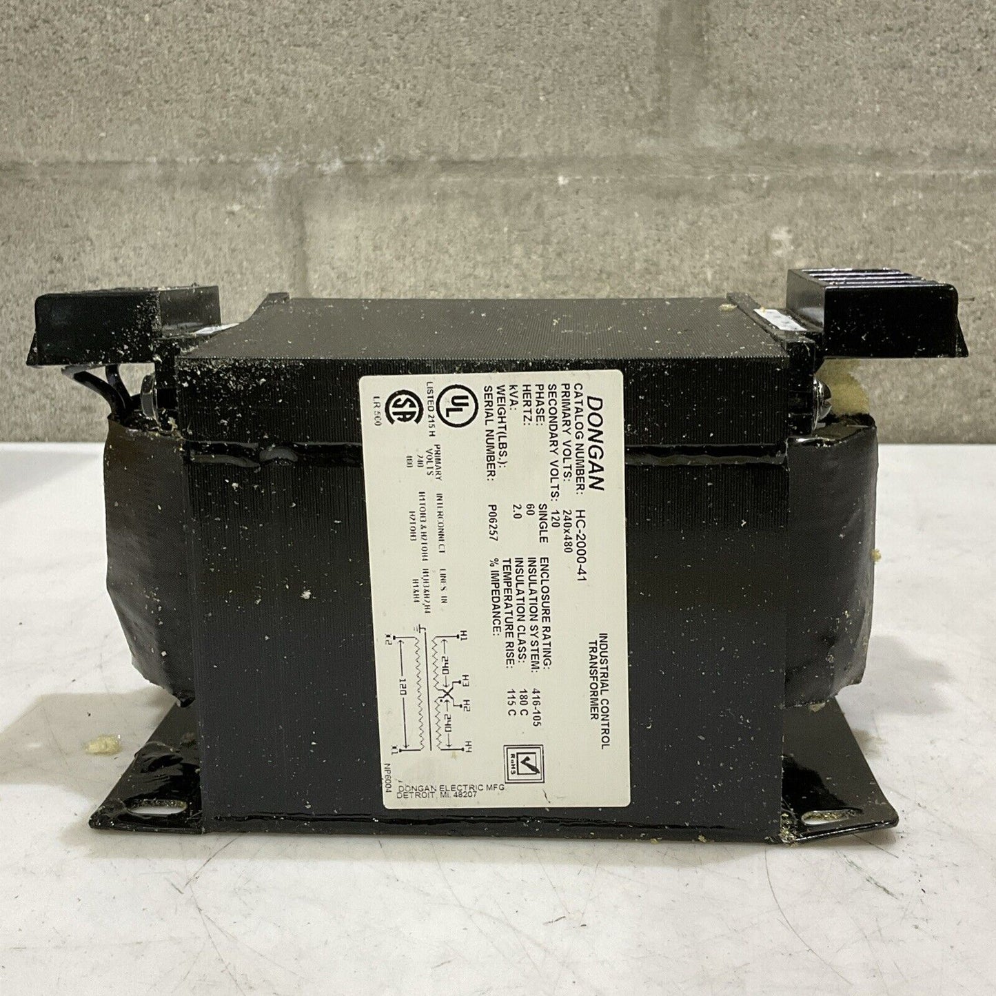 DONGAN TRANSFORMERS HC-2000-41 INDUSTRIAL CONTROL 240 X 480 120 V 60HZ U3S