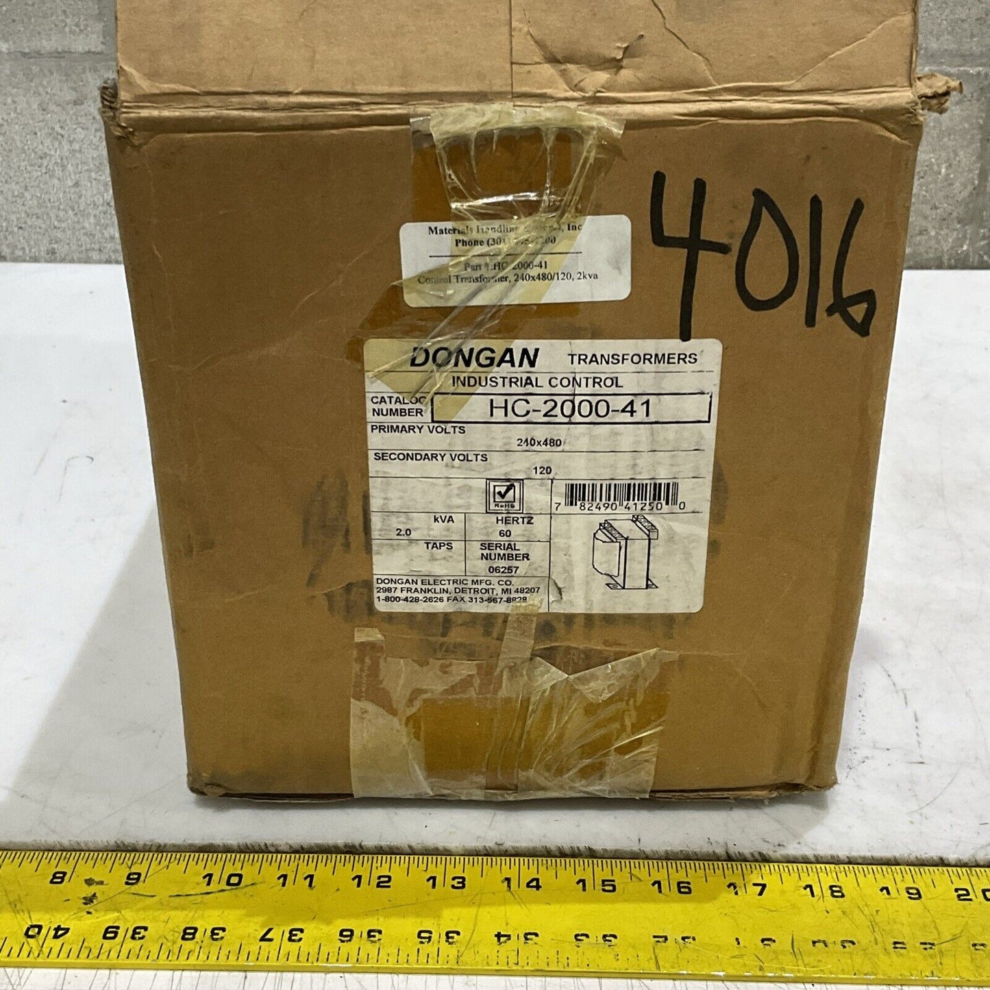 DONGAN TRANSFORMERS HC-2000-41 INDUSTRIAL CONTROL 240 X 480 120 V 60HZ U3S