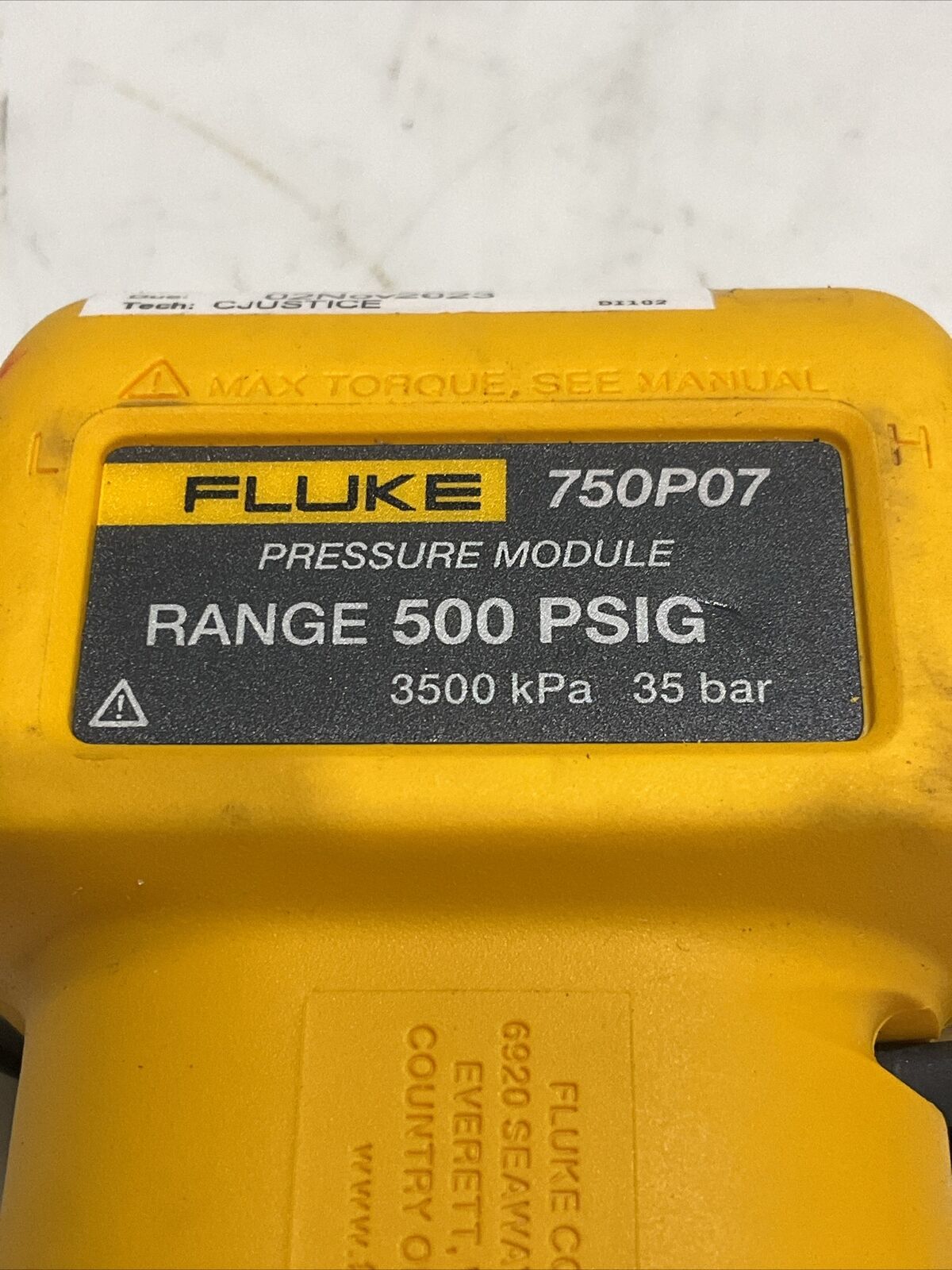 FLUKE 759P07 PRESSURE MODULE RANGE 500 PSIG 3500 KPA 35 BAR S8M