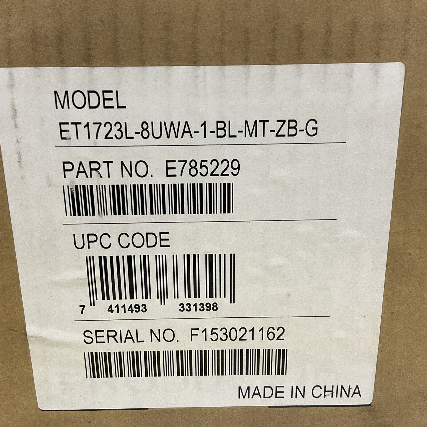 ELO TOUCH SOLUTIONS E785229 LCD TOUCH MONITOR ET1723L-8UWA-1-BL-MT-ZB-G U3S